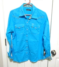 Women's Cruel Blue Long Sleeve Button Down Western Style Shirt size XL  #1