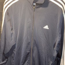 adidas Climalite Men's Track Jacket Navy Full Zip Collared Size L