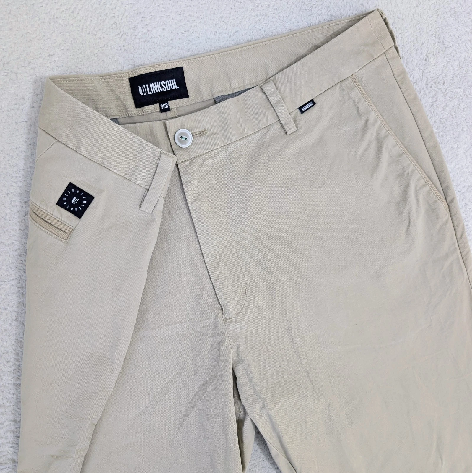 Linksoul Golf Pants Men's 38x32 Khaki Straight Fit Stretch Performance Chino
