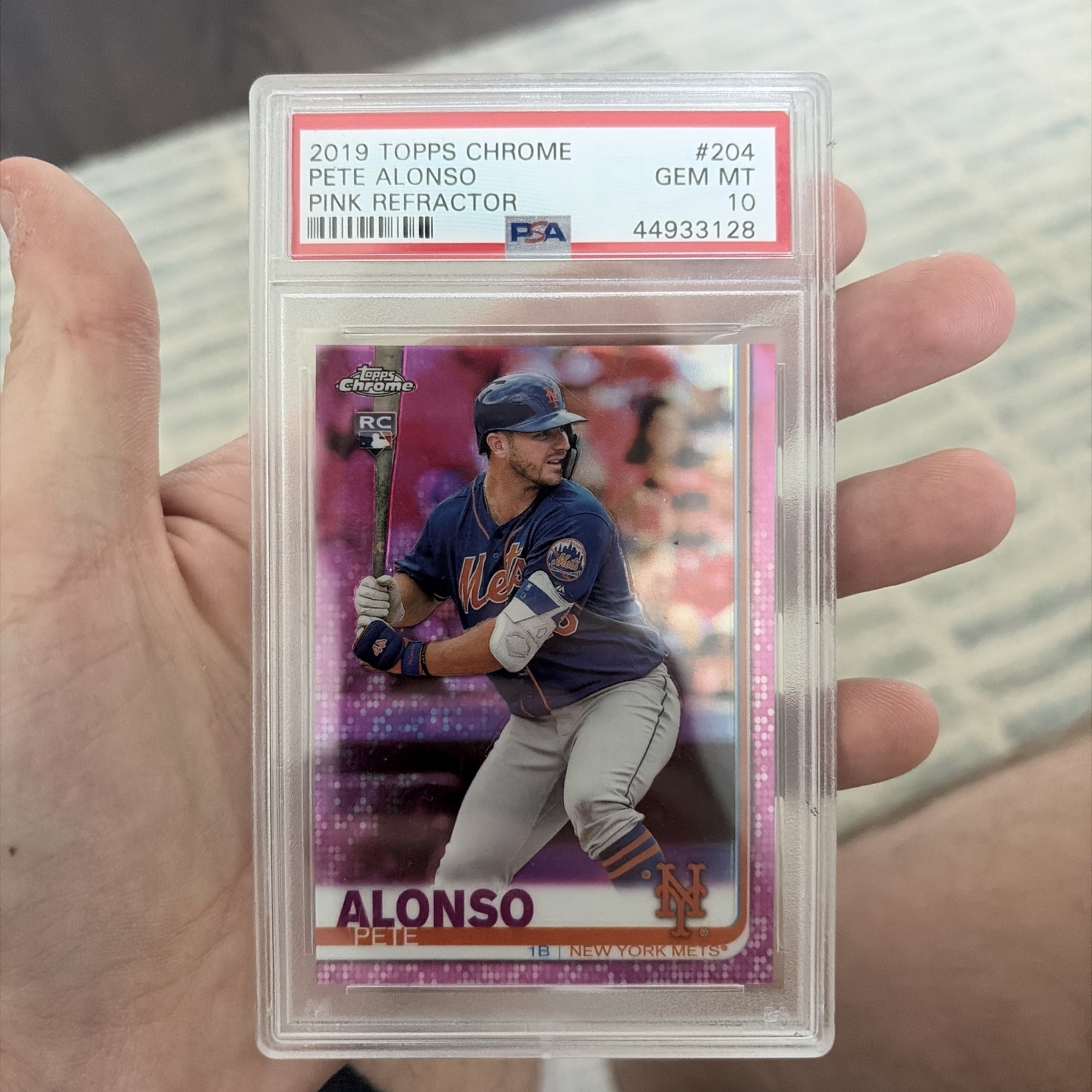 2019 Topps Chrome Pink Refractor Pete Alonso PSA 10 Rookie Card #204 (RC)