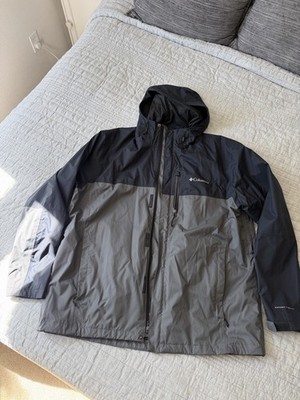 Columbia Omni-Tech Hooded Zip Jacket Gray/Black Colorblock Men's XL