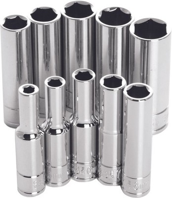 Performance Tool 1/4'' 6-Point Socket Set Deep Metric
