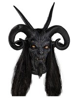 Ziegen DäMon Maske Vollkopf – Latex Teufel Maske Mit HöRnern & Kunsthaar –
