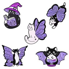 Cute Cartoon Cat Pin Set, 5 Pieces, Enamel Pins for Costumes, Backpacks  Hats