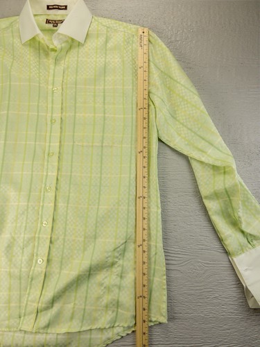 Henri Picard Vestito Camicia Polsini Francesi Verde Primaverile Righe Quadri 16,5 36/37 - Foto 12 di 13