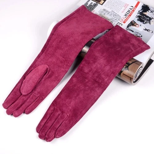 Women's Faux Suede Leather Party Long Evening Gloves Opera/Long Gloves - Image 3 of 4
