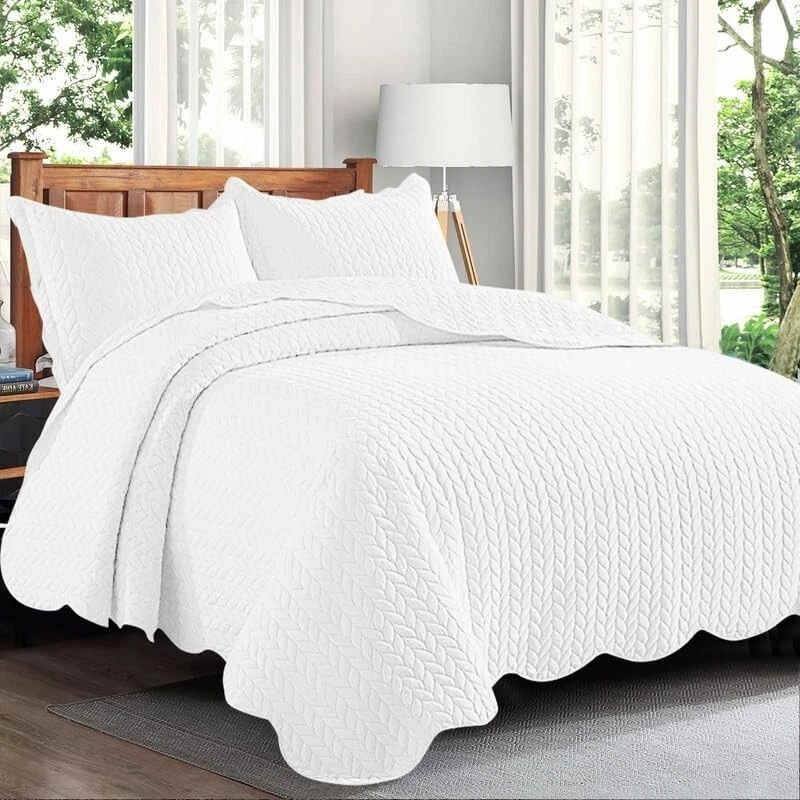 Juego de ropa de cama colcha de lujo 3 piezas acolchado colcha cama tamaño queen king Foto 2 de 2