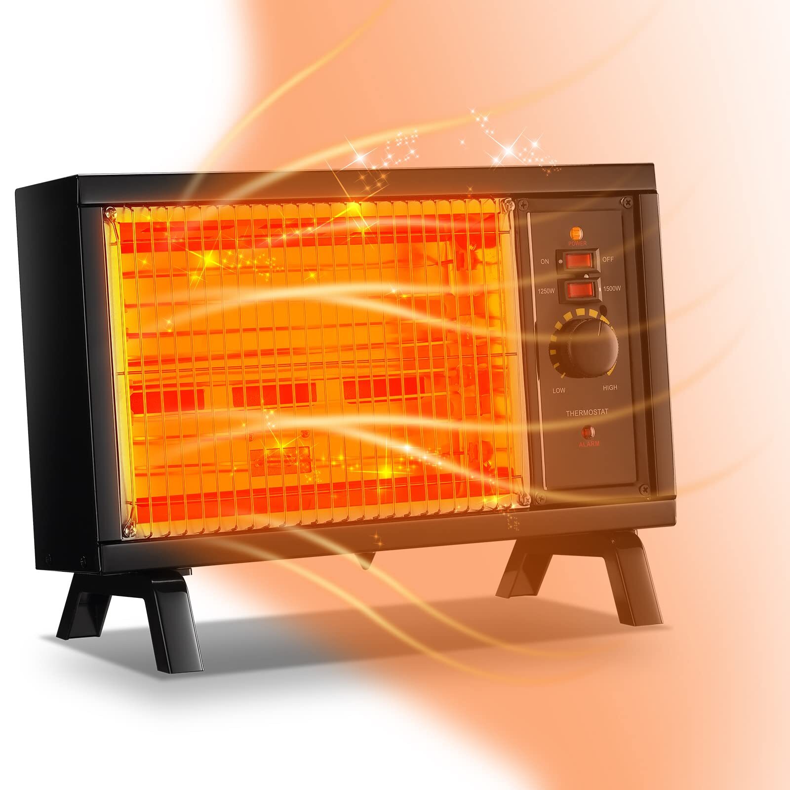 Portable Space Heater Electric Radiant Heater Fast Heating with Adjustable Th...