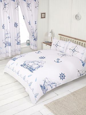 Sea Rope White Marine Anchor Compass, Sail On By Boat Nautical Duvet Cover Set