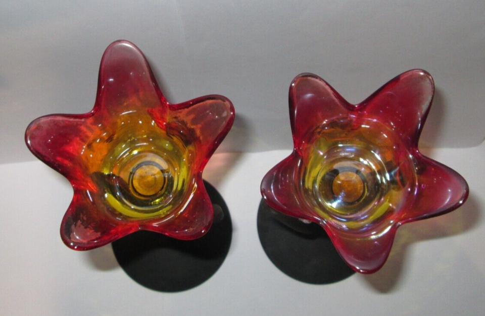 X2 Beautiful Tulip Shaped Glass & Metal Tea Light Holders eBay