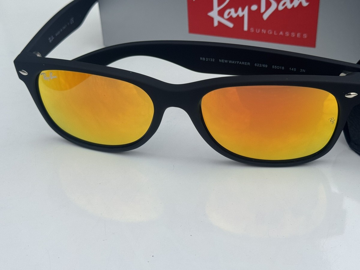 NEW Ray-Ban RB2132 NEW WAYFARER 622/69 3N Orange Mirror 55mm
