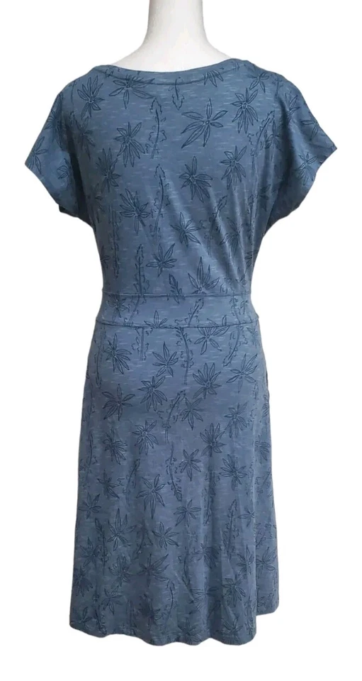 Vestido Toad & Co. S Azul Floral Imitación Envolvente Cinturón Manga Corta Foto 2 de 4