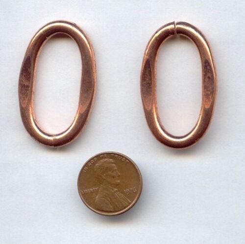 6 VINTAGE COPPER COATED STEEL 36x22mm. OVAL STRONG OPEN LINK DECO RINGS 1017 - Picture 1 of 1