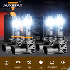 AUXBEAM 9006 9005 LED Headlight Combo Bulbs High Low Super Bright White CANBUS