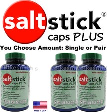1 or 2Pak Saltstick Caps PLUS Electrolyte Salts Caffeine  Sodium Citrate 100btl