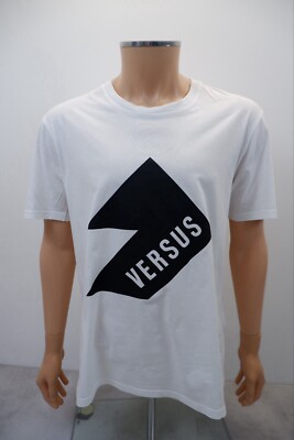Versus Versace Mens T Shirt Top Size L Large White Short Sleeve Logo Print