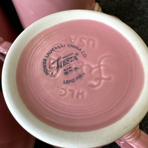 6 Vintage 1998 Fiesta Rose Homer Laughlin Pink "O"Ring Handle Coffee Mugs USA - Picture 9 of 24