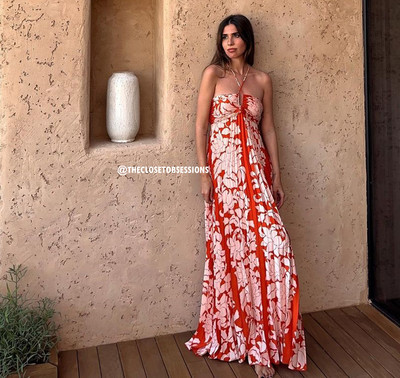 RARE!!! BLOGGER FAVE!!! MANGO women's Red/White Floral Maxi Dress NWT