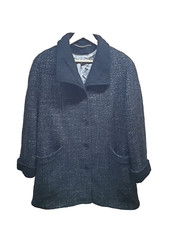 Berkertex Women's Boucle Wool Silk Blend Grey Coat Uk 16, Eur 44