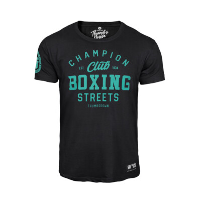 Thumbsdown Champion Club Boxing Streets Herren Baumwoll-T-Shirt mit Aufdruck