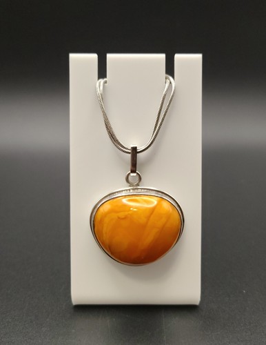 1.25x1" Butterscotch Amber Sterling SIlver Pendant Only (No chain)