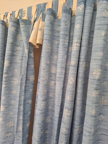 Neu!Landhaus SET:Vorhang Gardine blickdicht 2xSchlaufenschal 135x170cm BlauBeige - Bild 5 von 5