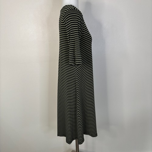 Antiguo Vestido Columpio Azul Marino Pequeño Verde Negro Rayas Manga Corta Elastizado Informal - Imagen 6 de 11