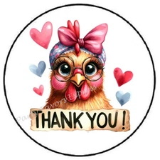 THANK YOU CHICKEN ENVELOPE SEALS LABELS STICKERS PARTY FAVORS