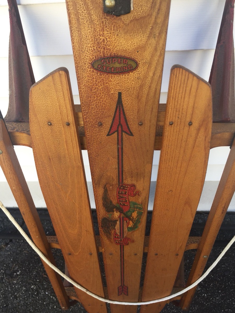 Vintage Flexible Flyer Model Winter Wooden & Metal Sled Arrow | eBay