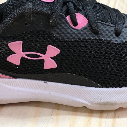 Under Armour Shoes Youth 4 Surge 3 Sneakers Black Pink Mesh Lace Up 3025013-001 - Picture 4 of 19