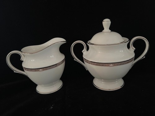 Lenox Pearlescence Platinum Sugar Bowl And Creamer New - Picture 5 of 9