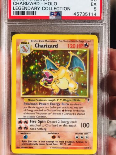 Legendary Collection Charizard Holo Pokemon Base Set #4/102 Art Work Psa 5 - Picture 3 of 9