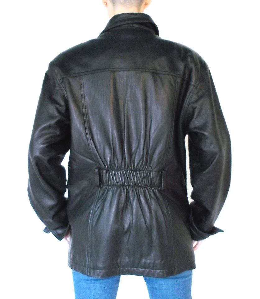 Chaqueta de cuero para motocicleta Coldwater Creek talla L chaleco con cremallera forrado de piel de cordero Foto 3 de 4