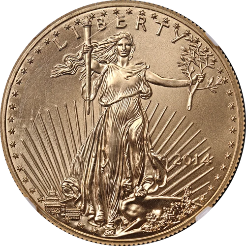2014 Gold American Eagle $50 NGC MS70 Eagle Left Label