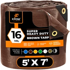 Super Heavy Duty All Purpose Brown Poly Tarp 16 Mil Waterproof Cover Tarpaulin
