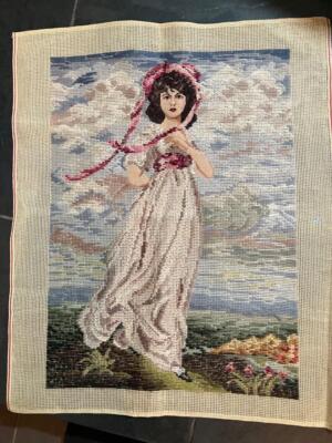Vintage Bargello & Nadelspitze Bild ''Pinkie'' von Sir Thomas Lawrence