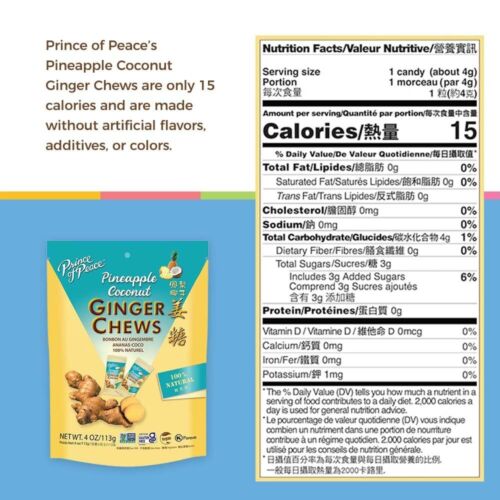 Prince of Peace Ingwer Kausnacks, Ananas Kokosnuss, Ingwer Süßigkeiten 4 Unzen (6 Packungen) - Bild 7 von 10