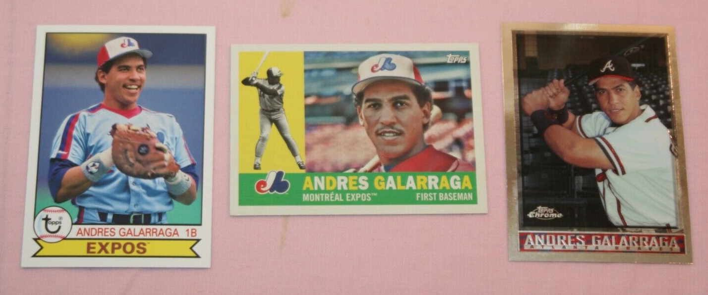 ANDRES GALARRAGA 2016 & 2017 ARCHIVES #191 &12 1998 TOPPS CHROME #295 EXPOS