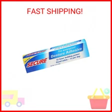 Secure Waterproof Denture Adhesive - Zinc Free - Extra Strong Hold 1.4 Oz