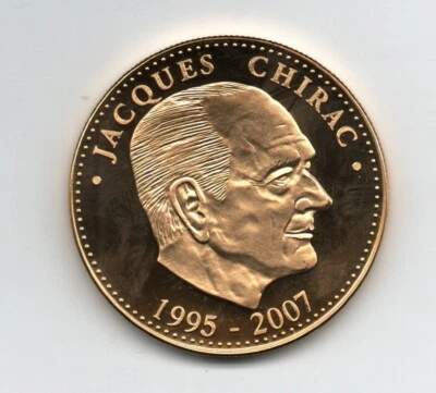 médaille jacques CHIRAC président république dorée or 24 carats - Photo 1/2