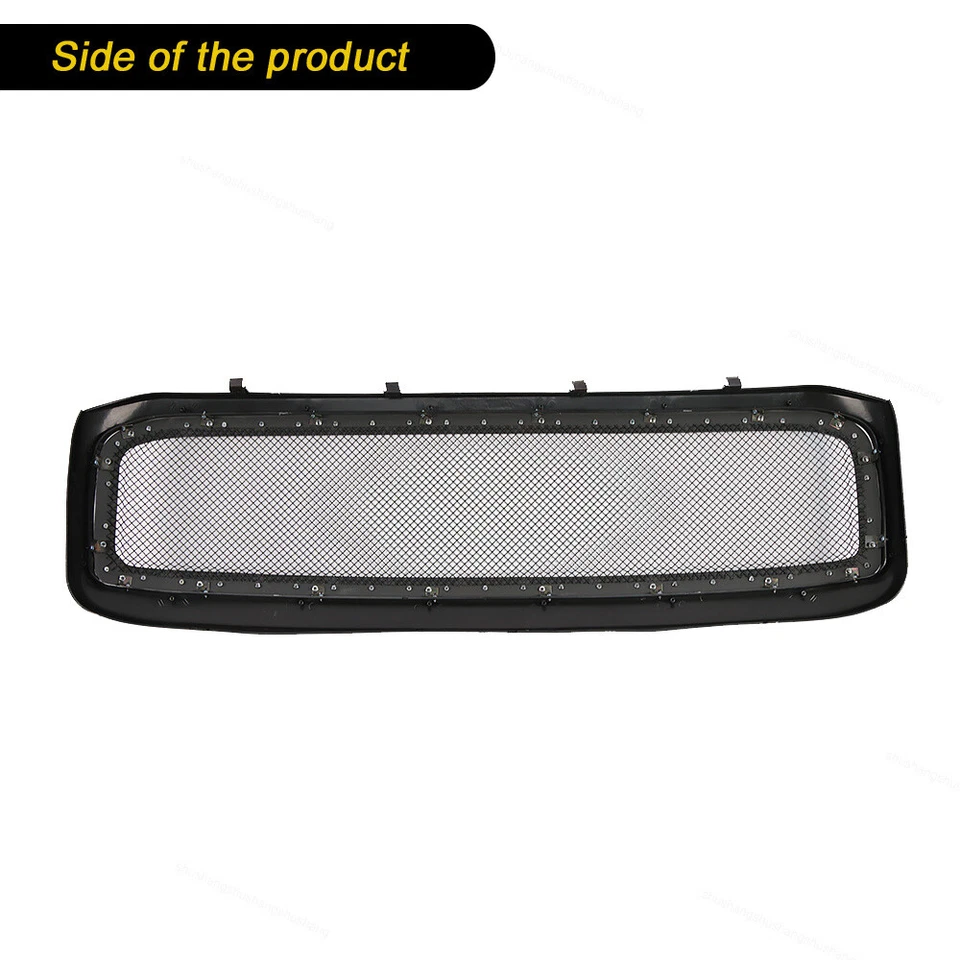Gloss Black Mesh Rivet Grille Fits 1999-2004 Ford F-250 F-350 F-450 Super Duty Foto 2 de 4