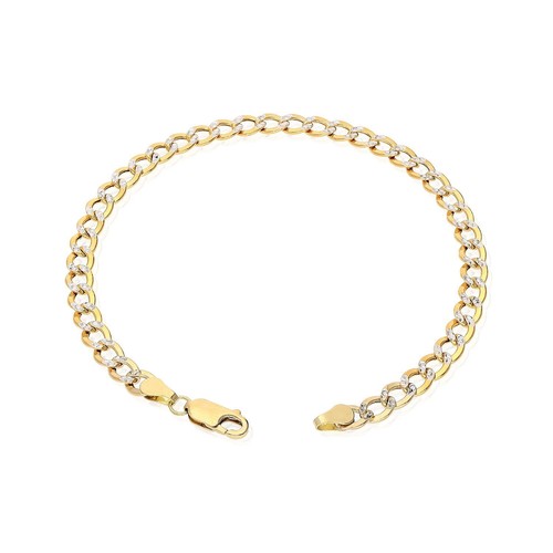 14K Gold Yellow White Pave 5mm Diamond-Cut Cuban Bracelet 7" 8" - 第 3/6 張圖片