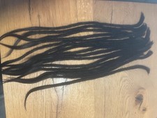 16 schwarze Strähnen Dread Echthaar 50cm lang ca.1 cm breit mit offenen Spitzen 