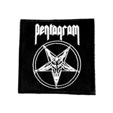 Black  White Pentagram Baphomet Patch Embroidered Iron on Sew Metal Occult Punk