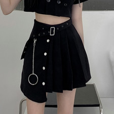 Gonna Mini Asimmetrica Plissettata Goth Per Ragazze Punk Harajuku