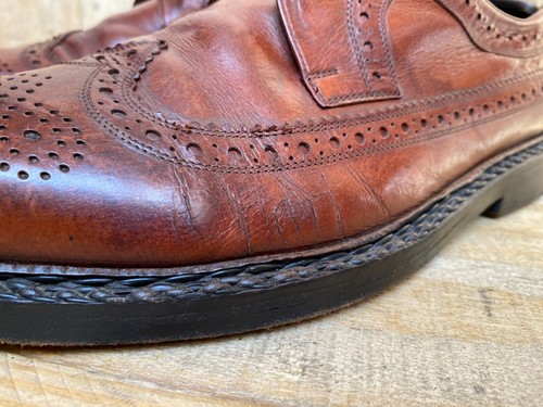 Heinrich Dinkelacker Brown Goiser Norweger Wingtip Dress Shoes Sz UK 8 || US 9 - Picture 4 of 11