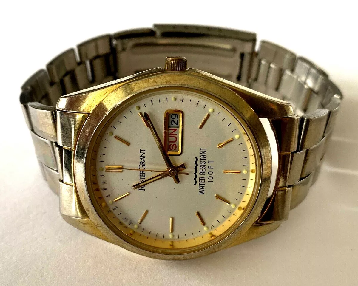 Foster Grant LFS1007 100Ft Day Date White Dial Men s Watch Runs