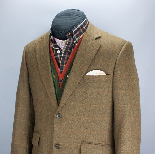 Brook Taverner Tweed Blazer Jacket Mens Olive Mix Herringbon 40S, EU 50, 102 cms - Picture 3 of 24