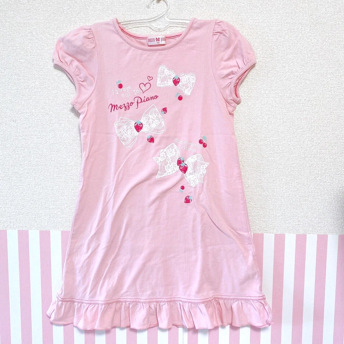 Mezzo Piano One Piece Tops 130 Pink Strawberry Ribbon Frill Heart