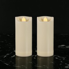 2 Outdoor LED Battery Operated Candles 2"x6" Flameless Candles with Timer